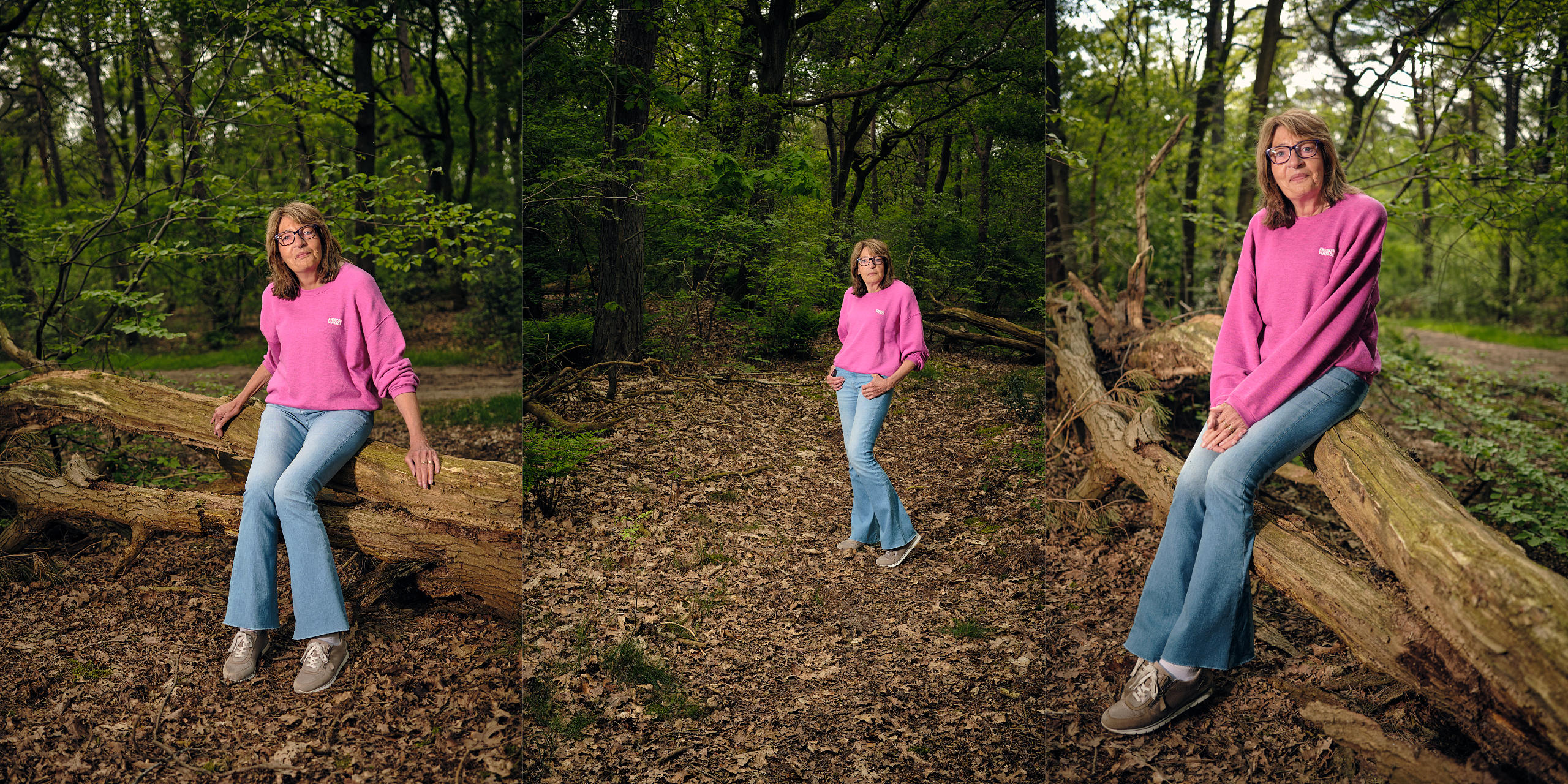 model posing in natuur